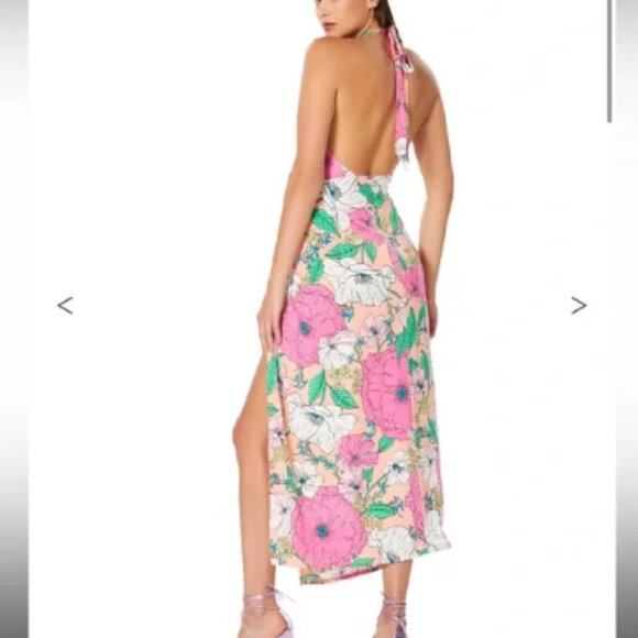 NWT AFRM Avian Halter Dress In Spring Blush Bouquet Size Medium - Picture 3 of 8